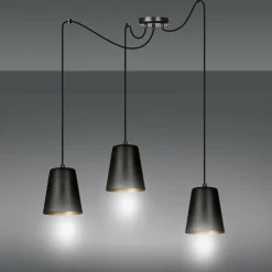 Sklep Kaja Lampa wisząca z trzema czarno-złotymi kloszami 455/3 | Kaja Flash Sale