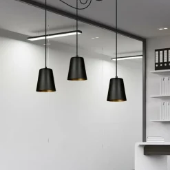 Sklep Kaja Lampa wisząca z trzema czarno-złotymi kloszami 455/3 | Kaja Flash Sale