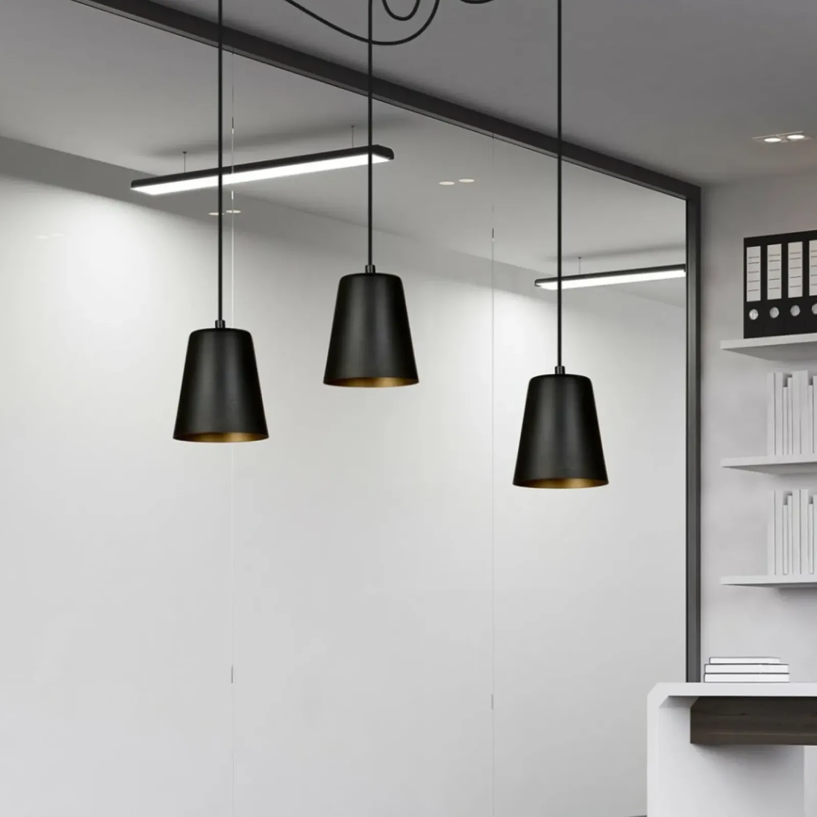 Sklep Kaja Lampa wisząca z trzema czarno-złotymi kloszami 455/3 | Kaja Flash Sale