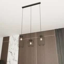 Sklep Kaja Lampa wisząca z trzema drucianymi kloszami 1365/3 z serii VANDER czarny Store