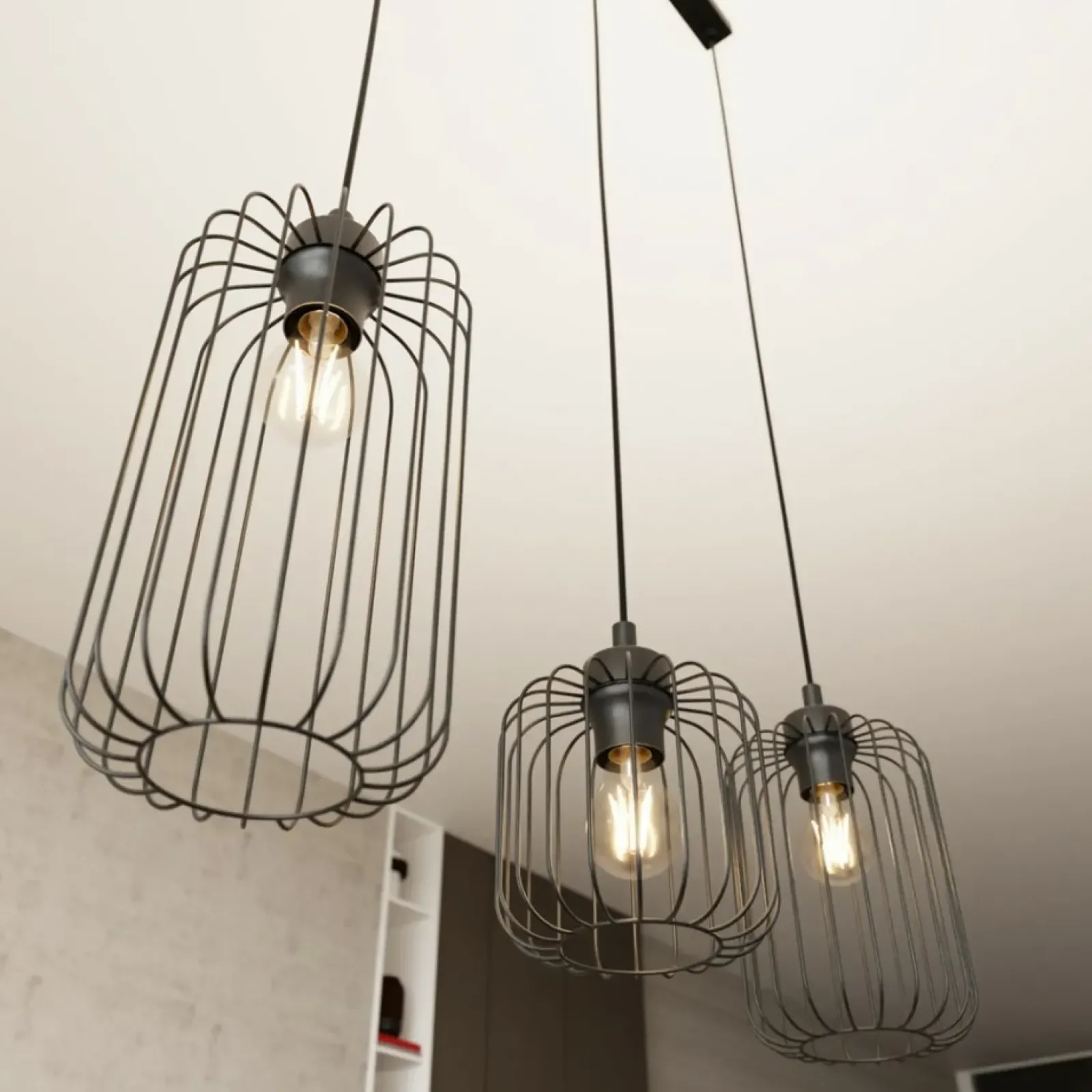 Sklep Kaja Lampa wisząca z trzema drucianymi kloszami 1365/3 z serii VANDER czarny Store