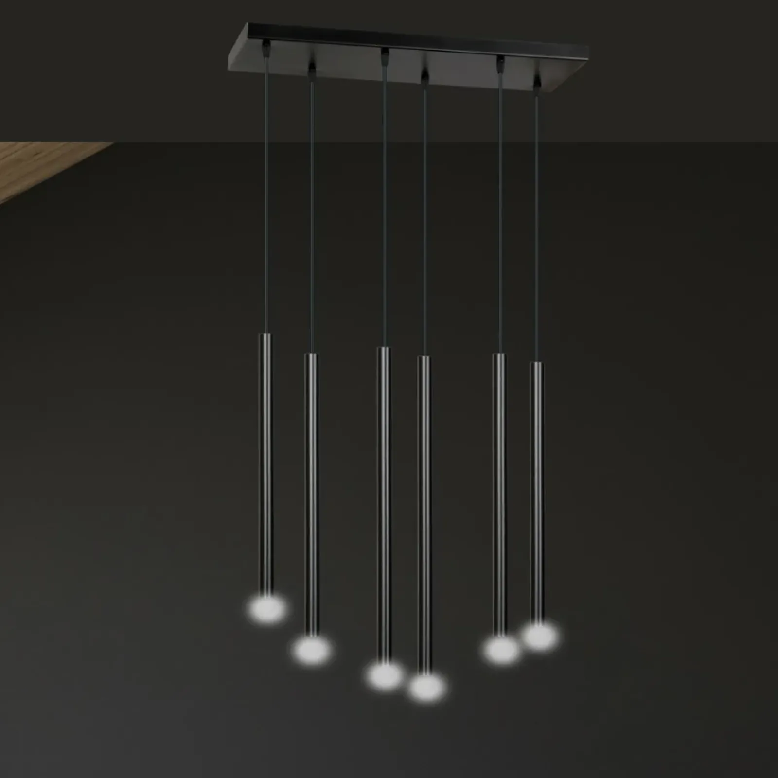 Sklep Kaja Lampa wisząca z tubami na podsufitce 552/6 | Kaja Oświetlenie czarny Outlet