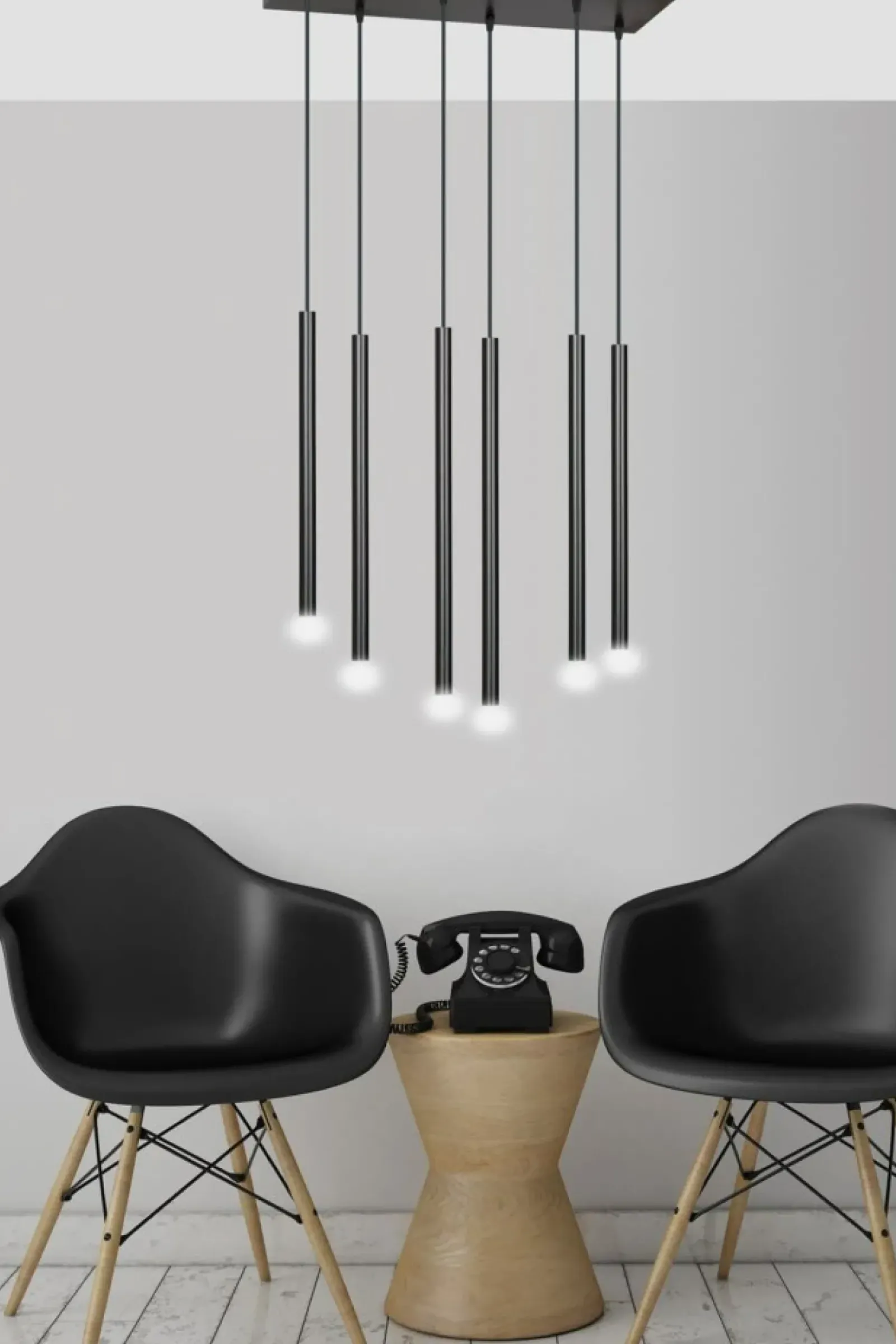 Sklep Kaja Lampa wisząca z tubami na podsufitce 552/6 | Kaja Oświetlenie czarny Outlet