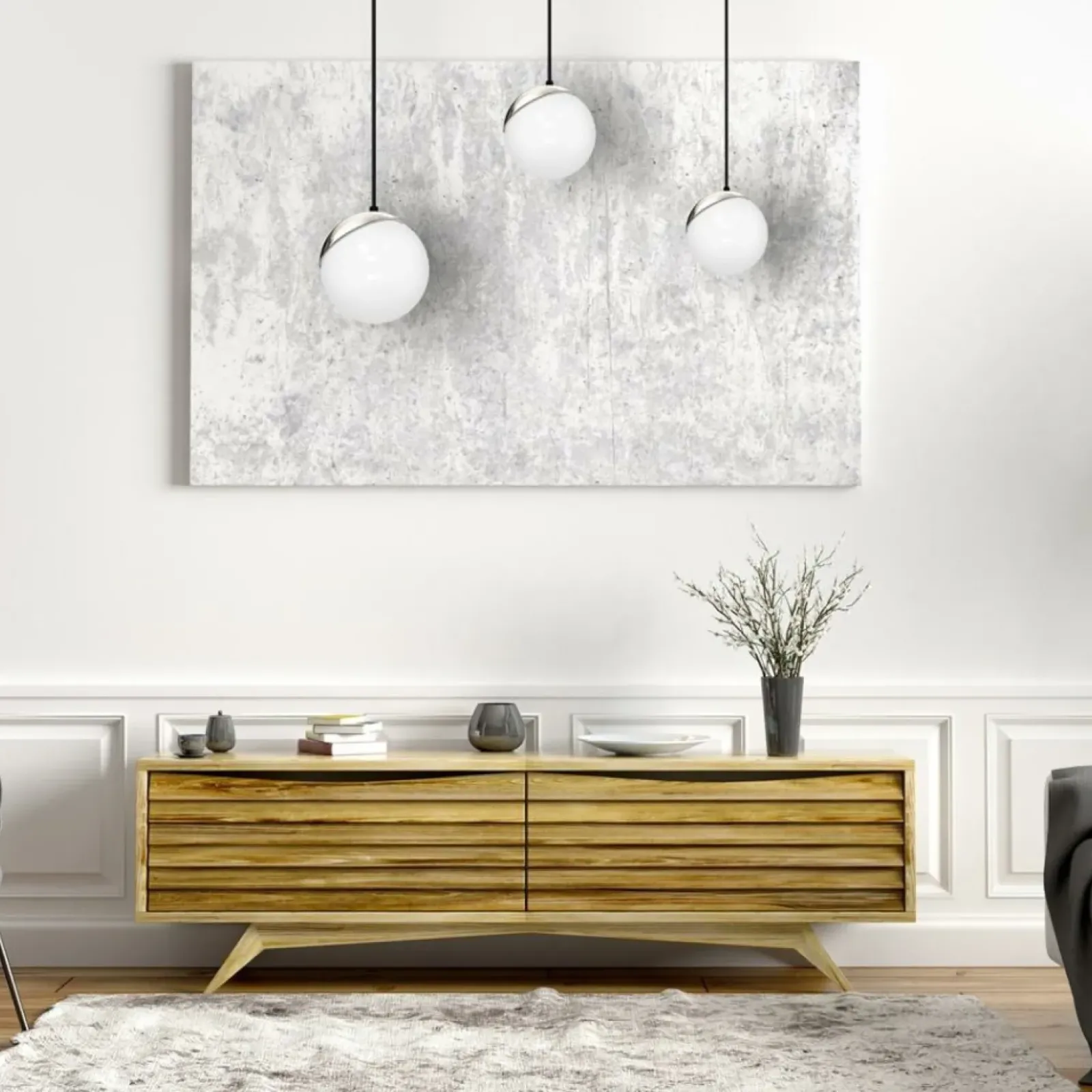 Sklep Kaja Lampa wisząca ze mi elementami MLP7238 z serii SFERA | Kaja Oświetlenie srebrny Shop