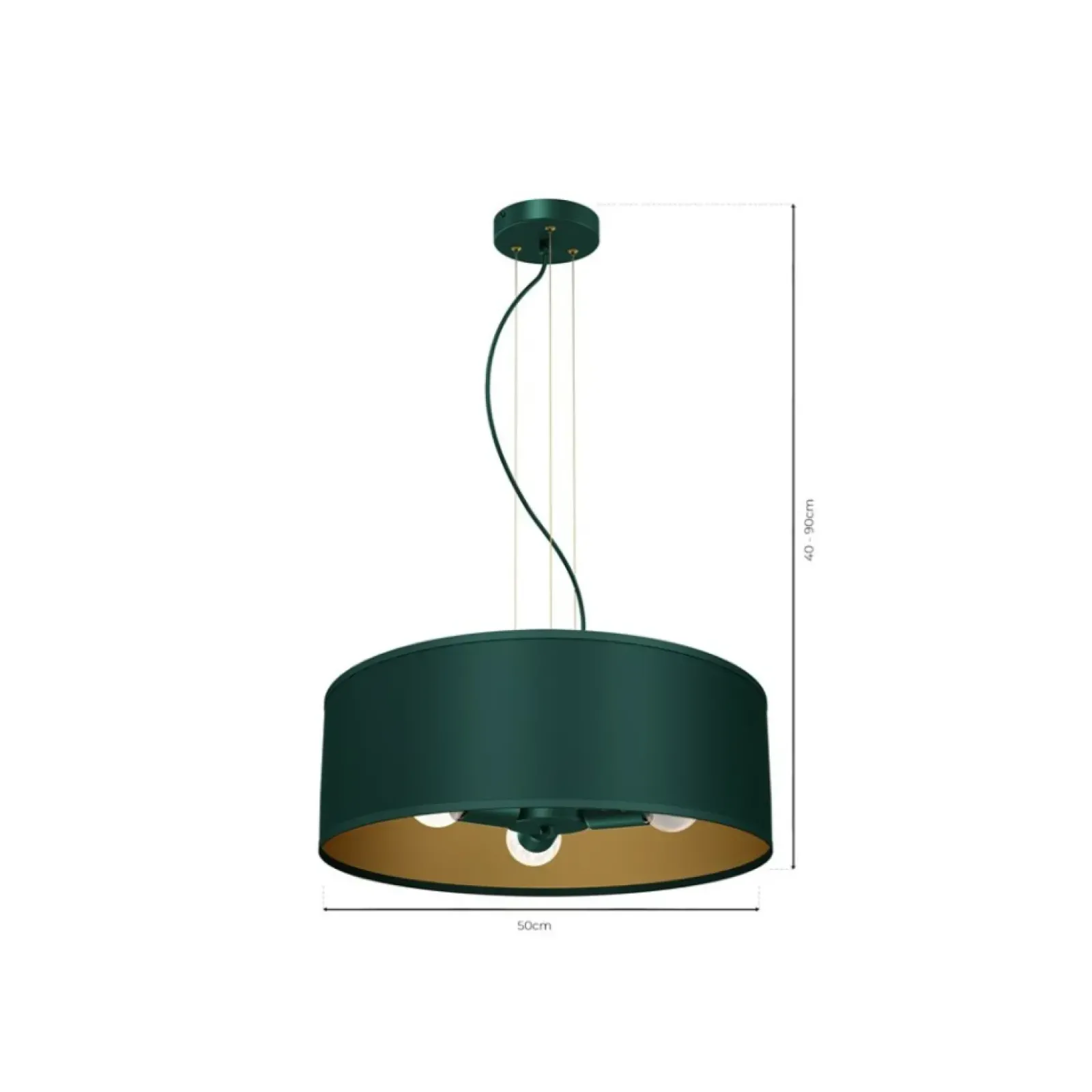 Sklep Kaja Lampa wisząca, zielono-złota, na trzy żarówki MLP7879 z serii VERDE | Kaja Oświe Discount