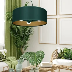Sklep Kaja Lampa wisząca, zielono-złota, na trzy żarówki MLP7879 z serii VERDE | Kaja Oświe Discount