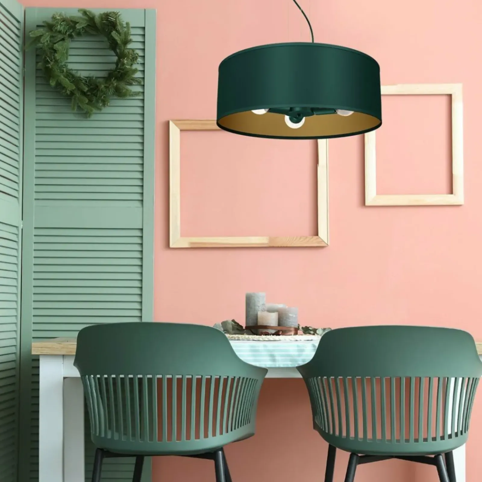 Sklep Kaja Lampa wisząca, zielono-złota, na trzy żarówki MLP7879 z serii VERDE | Kaja Oświe Discount