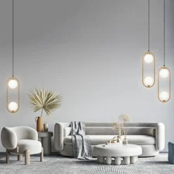 Sklep Kaja Lampa wisząca, złota elipsa z kloszami MOD013PL-02BS1 z serii RING Clearance