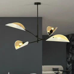 Sklep Kaja Lampa z biało-złotymi, otwartymi abażurami 1107/4 LOTUS | Kaja Fashion