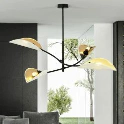 Sklep Kaja Lampa z biało-złotymi, otwartymi abażurami 1107/4 LOTUS | Kaja Fashion