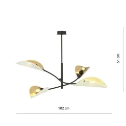 Sklep Kaja Lampa z biało-złotymi, otwartymi abażurami 1107/4 LOTUS | Kaja Fashion