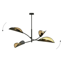 Sklep Kaja Lampa z czarno-złotymi, otwartymi abażurami 1106/4 LOTUS | Kaja Shop