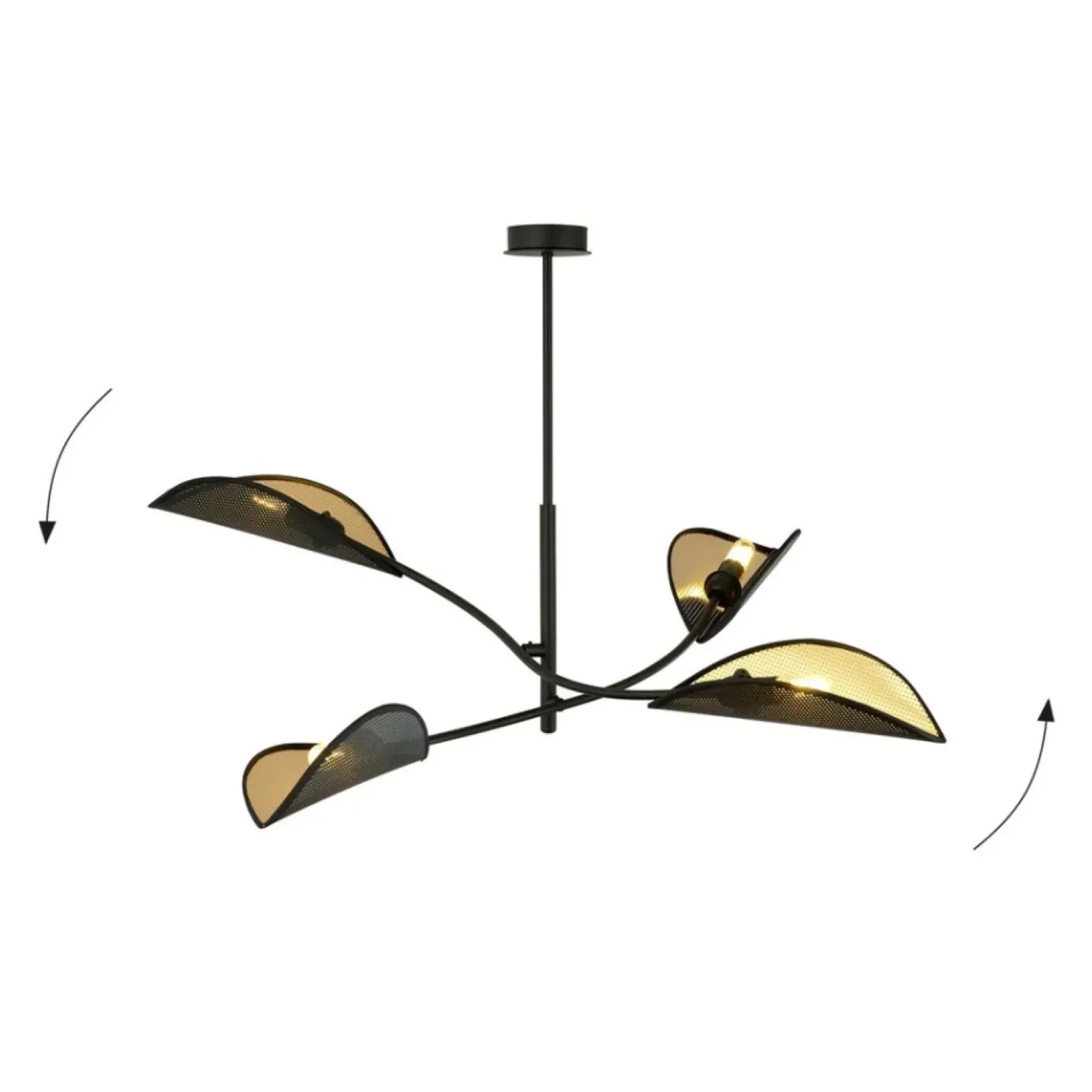 Sklep Kaja Lampa z czarno-złotymi, otwartymi abażurami 1106/4 LOTUS | Kaja Shop
