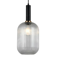 Sklep Kaja Lampa z dekoracyjnym kloszem PND-5588-1L-BK+CL ANTIOLA | Kaja Fashion