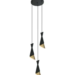 Sklep Kaja Lampa z dekoracyjnymi kloszami PND-85949-3 BK+GD MALIA | Kaja Shop