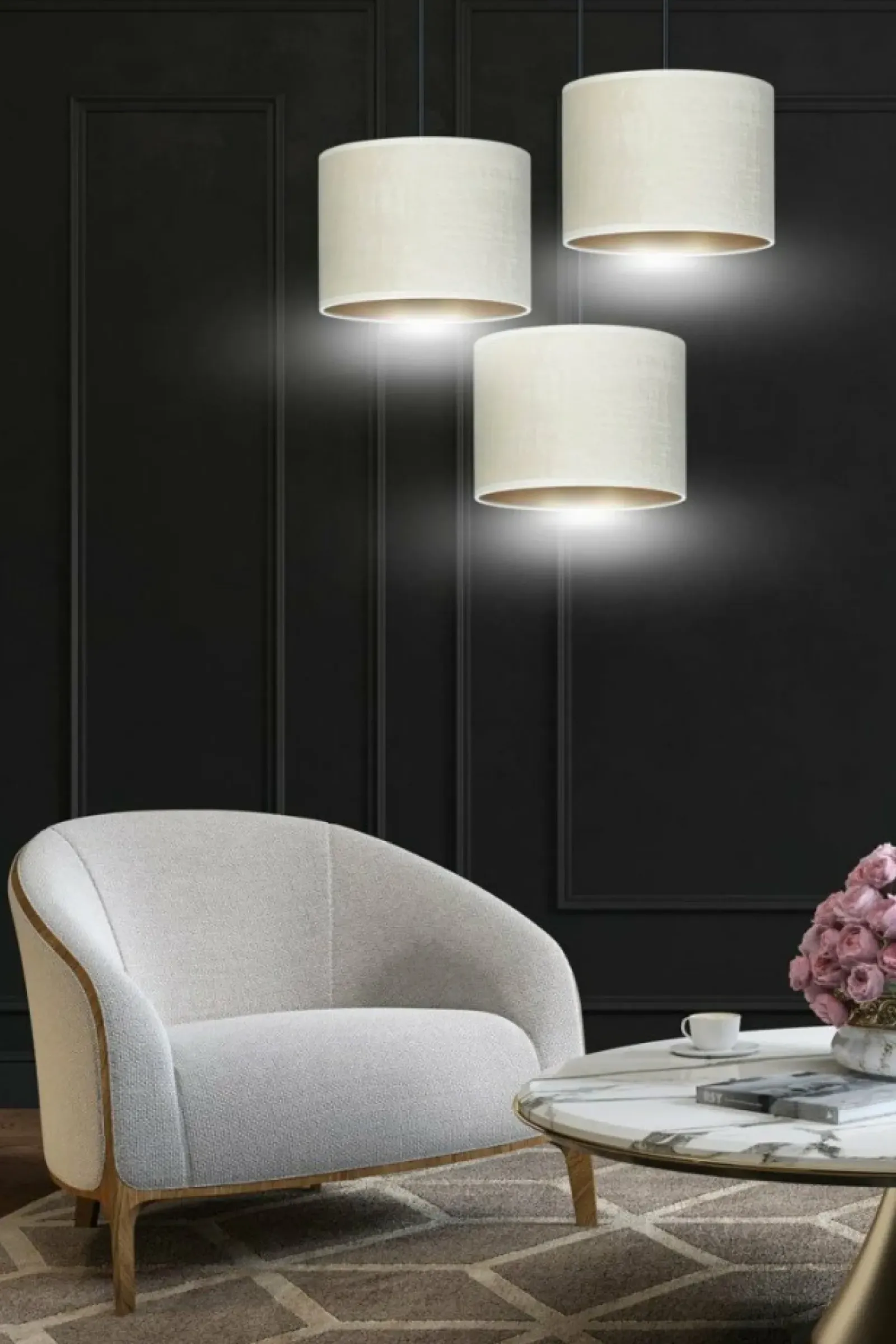 Sklep Kaja Lampa z dwukolorowymi abażurami 1052/3PREM HILDE PREMIUM | Kaja Fashion