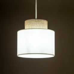 Sklep Kaja Lampa z jutowym abażurem, do sypialni TK 10078 DUO WHITE JUTA | Kaja Fashion