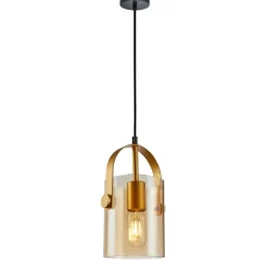 Sklep Kaja Lampa z miodowym kloszem PND-32453-1-GD+AMB NANESMA | Kaja Oświetlenie złoty Clearance