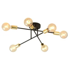 Sklep Kaja Lampa z odsłoniętymi żarówkami - czarno-złota 1175/6B z serii VEKEN Shop