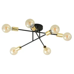 Sklep Kaja Lampa z odsłoniętymi żarówkami - czarno-złota 1175/6B z serii VEKEN Shop