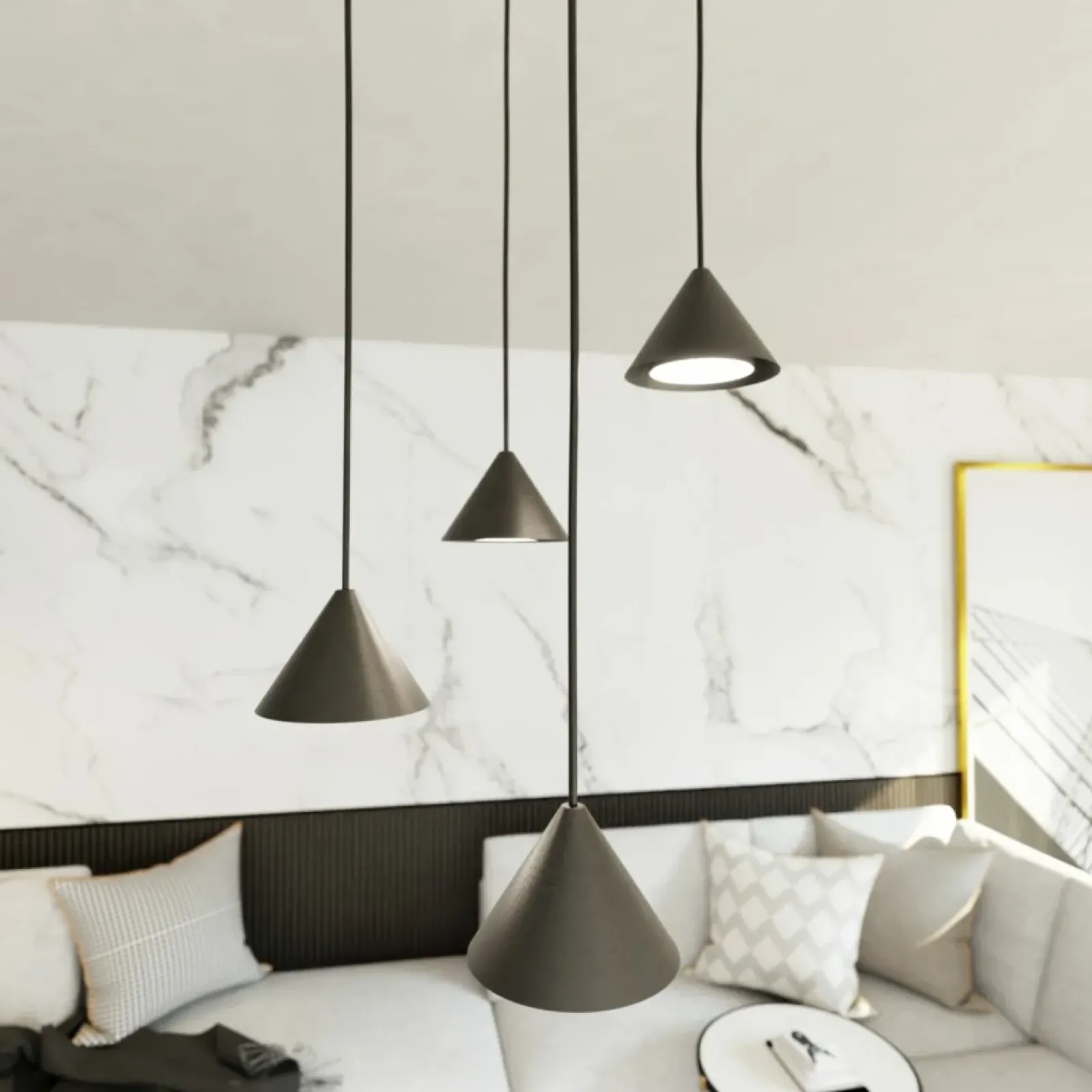 Sklep Kaja Lampa ze stożkami na zwisach 1330/4PREM ELIT 4 PREMIUM BLACK | Kaja czarny Best Sale