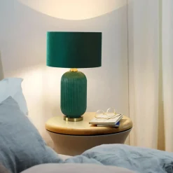 Sklep Kaja Lampka do sypialni glamour LP-1515/1T BIG GREEN TAMIZA | Kaja* Lampki Stołowe Z Abażurem|Nowoczesne Lampki Stołowe