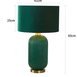 Sklep Kaja Lampka do sypialni glamour LP-1515/1T BIG GREEN TAMIZA | Kaja* Lampki Stołowe Z Abażurem|Nowoczesne Lampki Stołowe