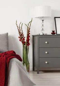 Sklep Kaja Lampka glamour, idealna na szafkę nocną RLT93163-1GW z serii REA II* Lampki Stołowe Z Abażurem|Nowoczesne Lampki Stołowe
