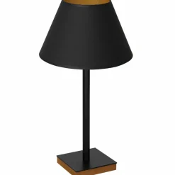 Sklep Kaja Lampka nocna, czarno-złoty, zwężany abażur LX 3760 z serii TABLE LAMPS* Lampki Stołowe Z Abażurem|Tradycyjne Lampki Stołowe
