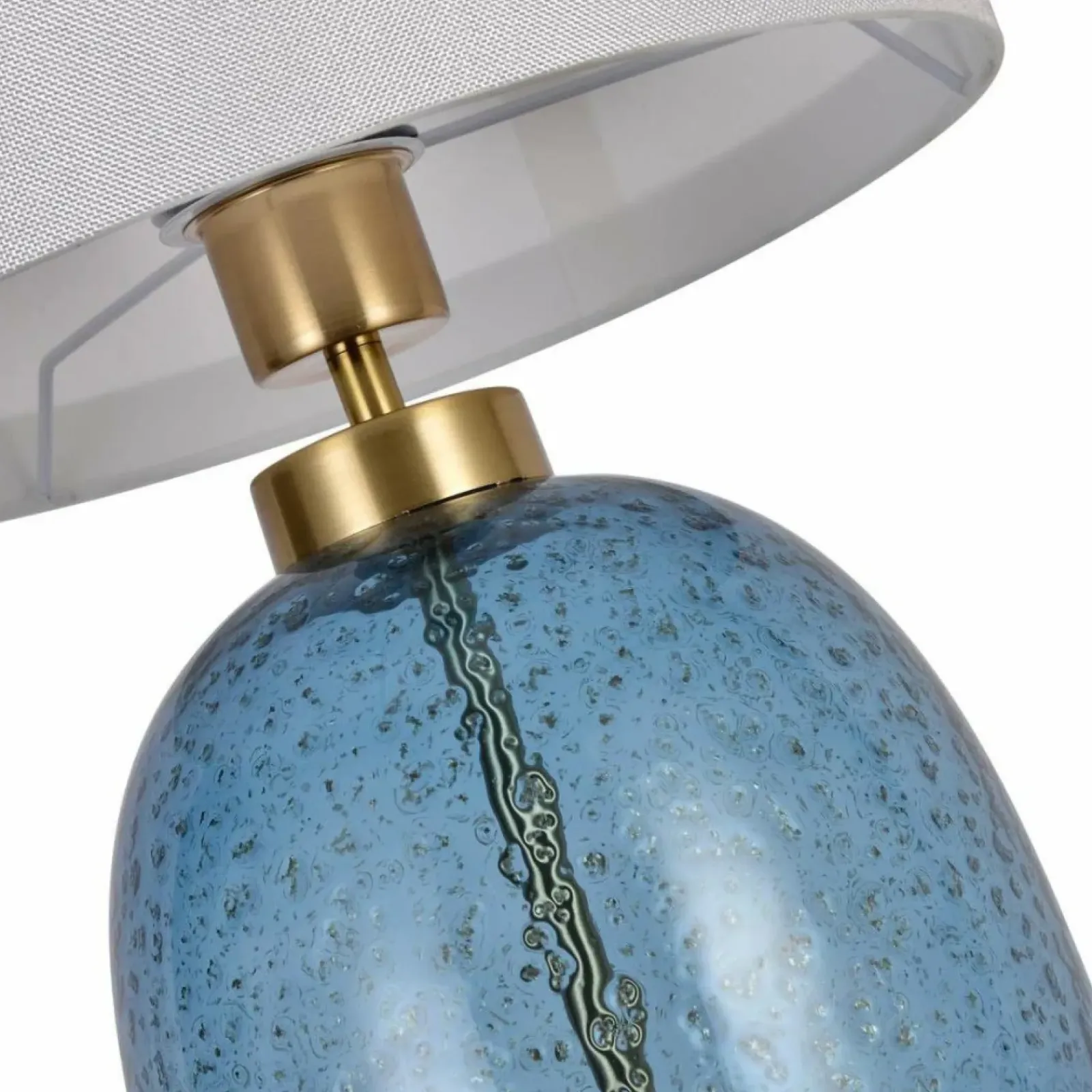 Sklep Kaja Lampka nocna z niebieską, szklaną podstawą LP-919/1T BLUE AMUR | Kaja* Lampki Stołowe Z Abażurem|Nowoczesne Lampki Stołowe