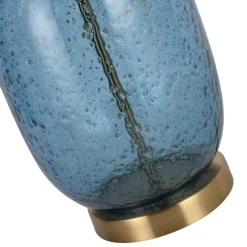 Sklep Kaja Lampka nocna z niebieską, szklaną podstawą LP-919/1T BLUE AMUR | Kaja* Lampki Stołowe Z Abażurem|Nowoczesne Lampki Stołowe