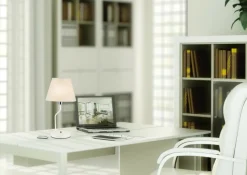 Sklep Kaja Lampka stołowa biała z abażurem LEDEA 50501101 YORK | Kaja Oświetlenie* Lampki Stołowe Z Abażurem