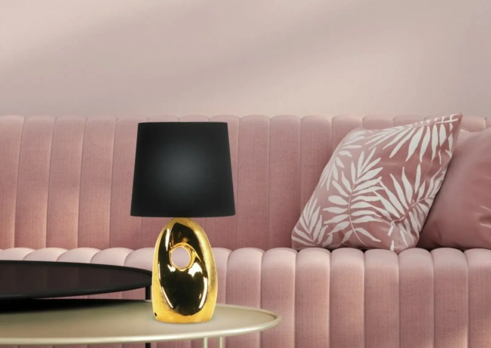 Sklep Kaja Lampka stołowa glamour, do salonu 41-79916 HIERRO | Kaja Oświetlenie* Lampki Stołowe Z Abażurem