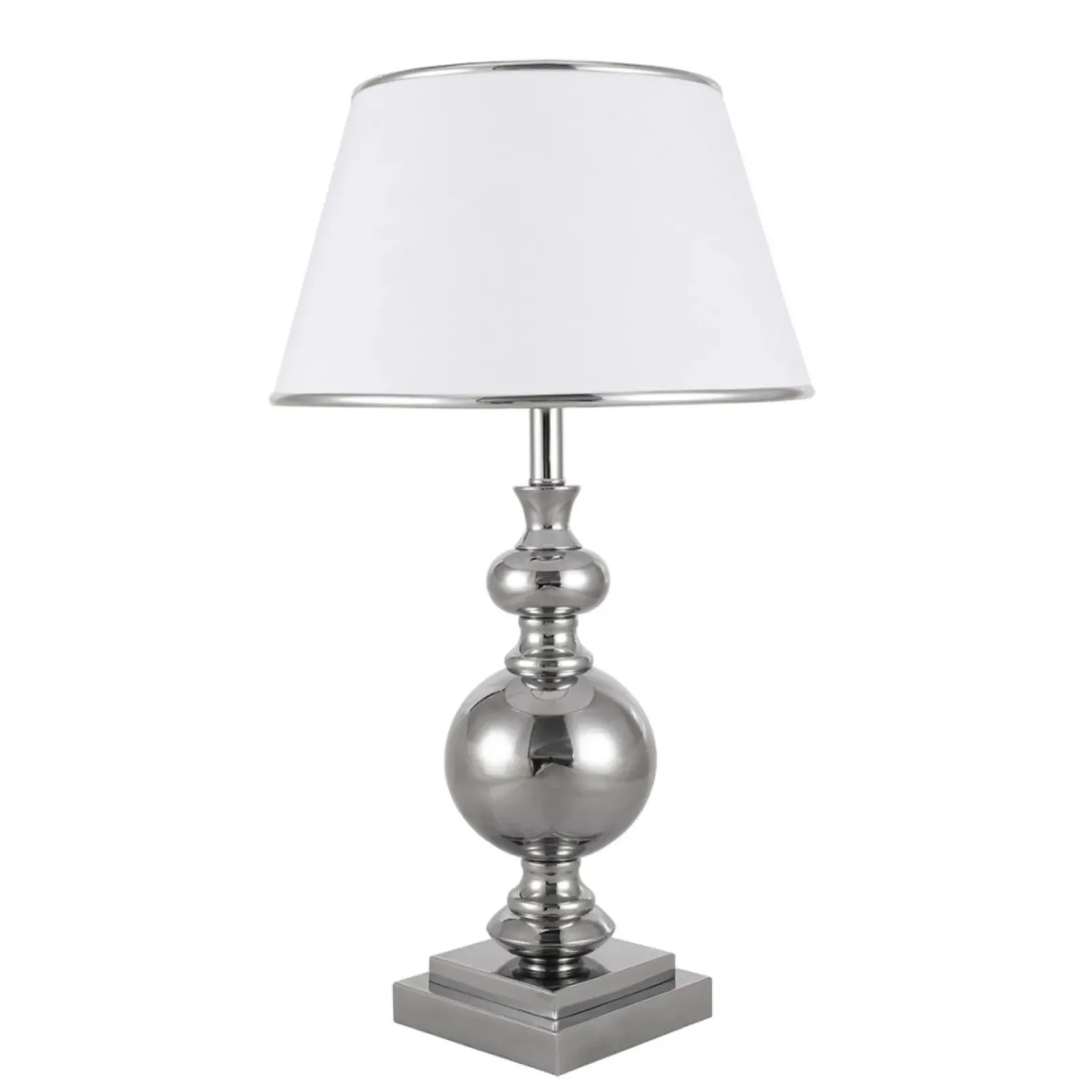 Sklep Kaja Lampka z abażurem i srebrną lamówką TL-1825-1-CH LETTO | Kaja* Lampki Stołowe Z Abażurem
