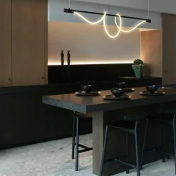 Sklep Kaja Ledowa lampa nad wyspę kuchenną ABR-HILTON-SC-38W SPIRALI | Kaja czarny Outlet