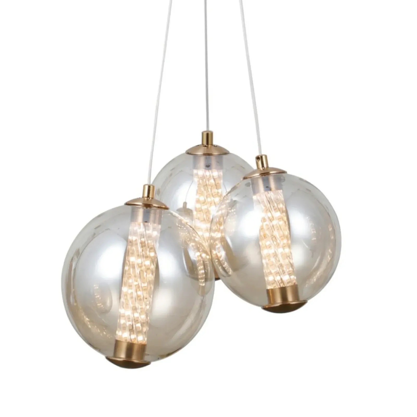 Sklep Kaja Ledowa lampa wisząca, trzy klosze PND-34359-3-HBR-AMB z serii BUTERO Clearance