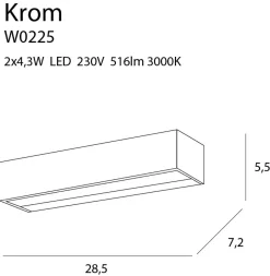 Sklep Kaja Ledowy kinkiet nad lustro w łazience MX W0225 KROM | Kaja* Lampy Led