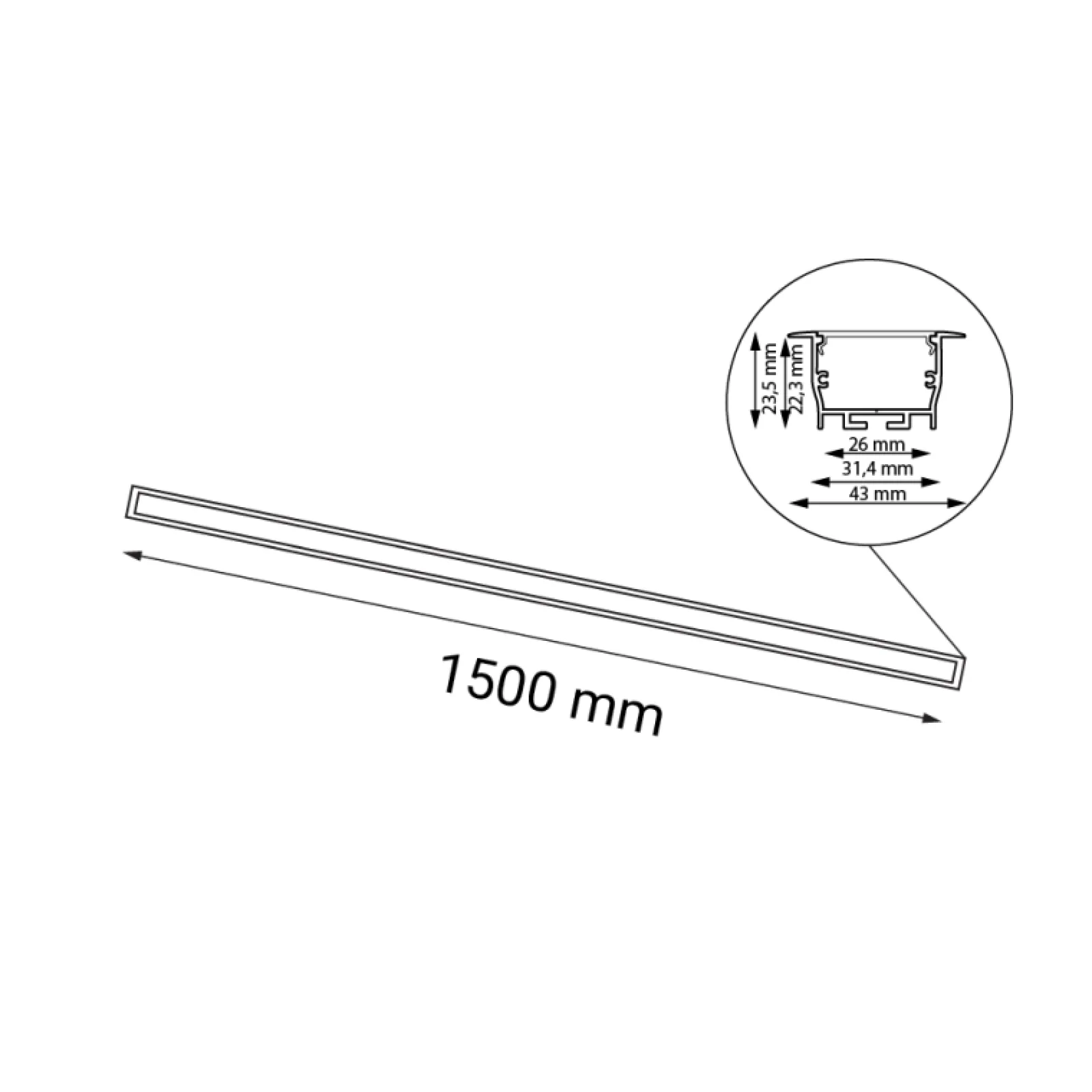 Sklep Kaja Ledowy panel wpustowy o szerokości 150cm 3000K ANT 1832 HIATE | Kaja* Oprawy Podtynkowe|Lampy Led