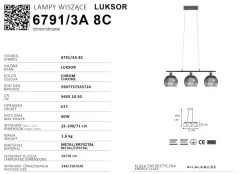 Sklep Kaja Liniowa lampa nad wyspę kuchenną 6791/3A 8C LUKSOR | Kaja Oświetlenie Store