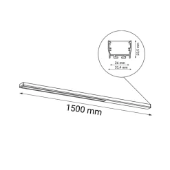 Sklep Kaja Liniowa lampa natynkowa LED 150cm 4000K ANT 1814 HIATE | Kaja* Plafony Nowoczesne|Lampy Led