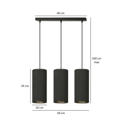 Sklep Kaja Liniowa lampa wisząca nad stół w jadalni 1067/3 BENTE | Kaja czarny Sale