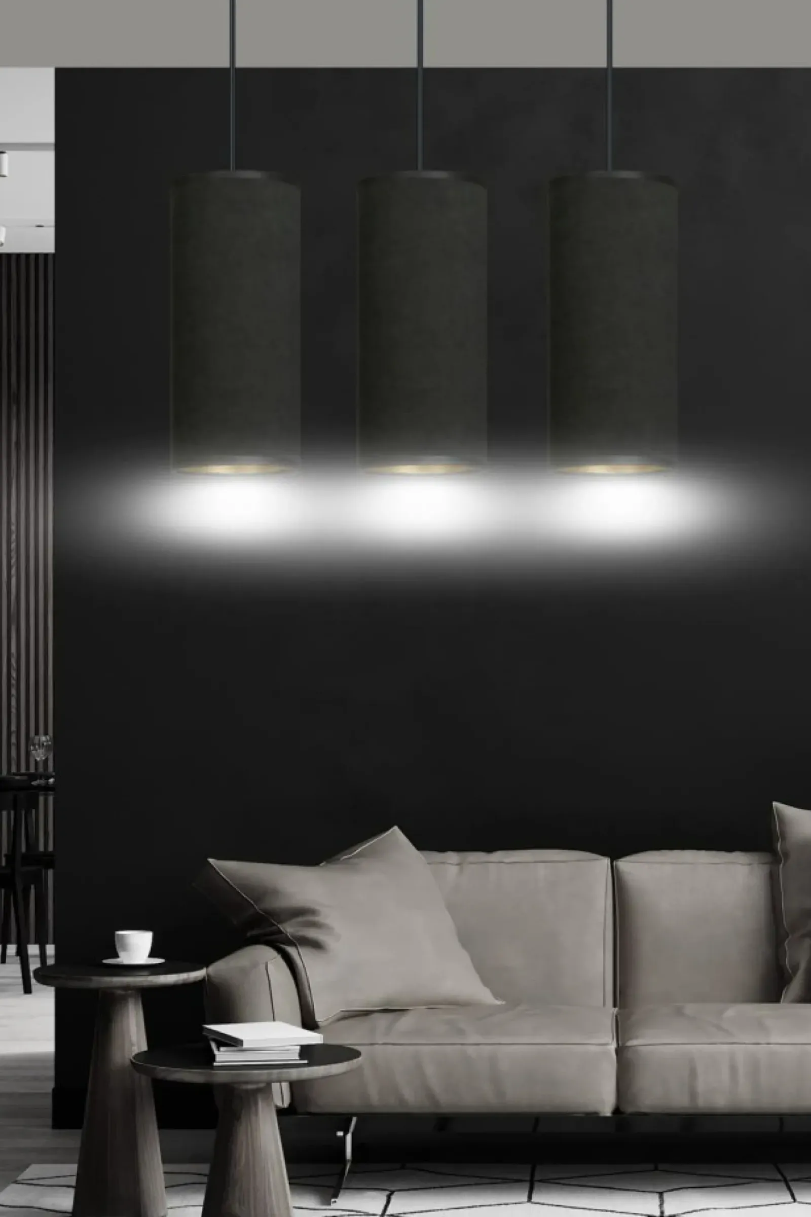 Sklep Kaja Liniowa lampa wisząca nad stół w jadalni 1067/3 BENTE | Kaja czarny Sale