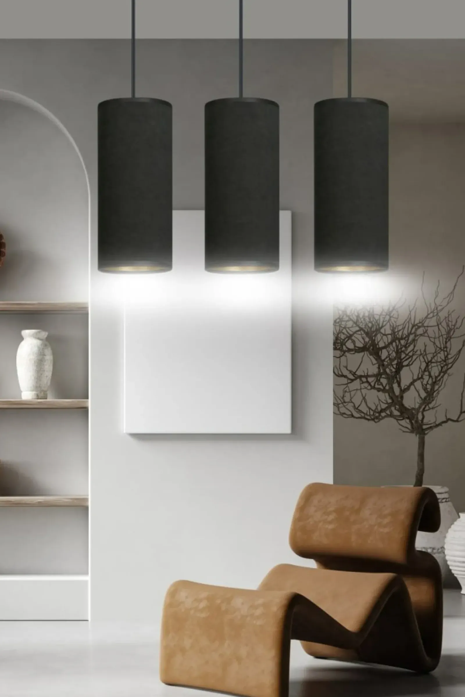 Sklep Kaja Liniowa lampa wisząca nad stół w jadalni 1067/3 BENTE | Kaja czarny Sale