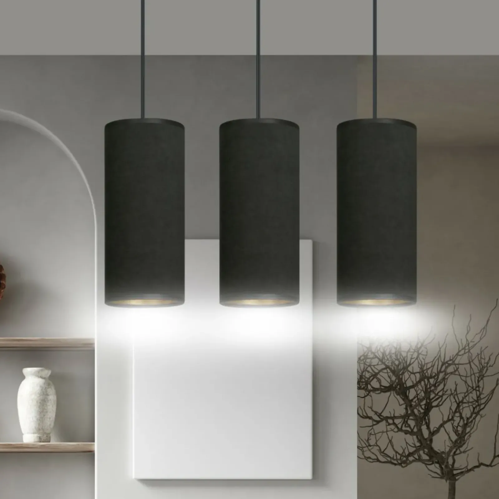 Sklep Kaja Liniowa lampa wisząca nad stół w jadalni 1067/3 BENTE | Kaja czarny Sale
