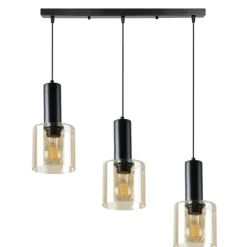 Sklep Kaja Liniowa lampa wisząca z bursztynowymi kliszami 33-21311 ISAR | Kaja New