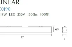 Sklep Kaja Liniowa listwa sufitowa LED do kuchni 57cm MX C0190 LINEAR | Kaja* Plafony Nowoczesne|Lampy Led