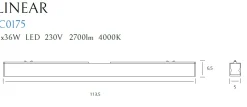 Sklep Kaja Listwa natynkowa z neutralnym ledem 113,5cm MX C0175 LINEAR | Kaja* Plafony Nowoczesne|Lampy Led