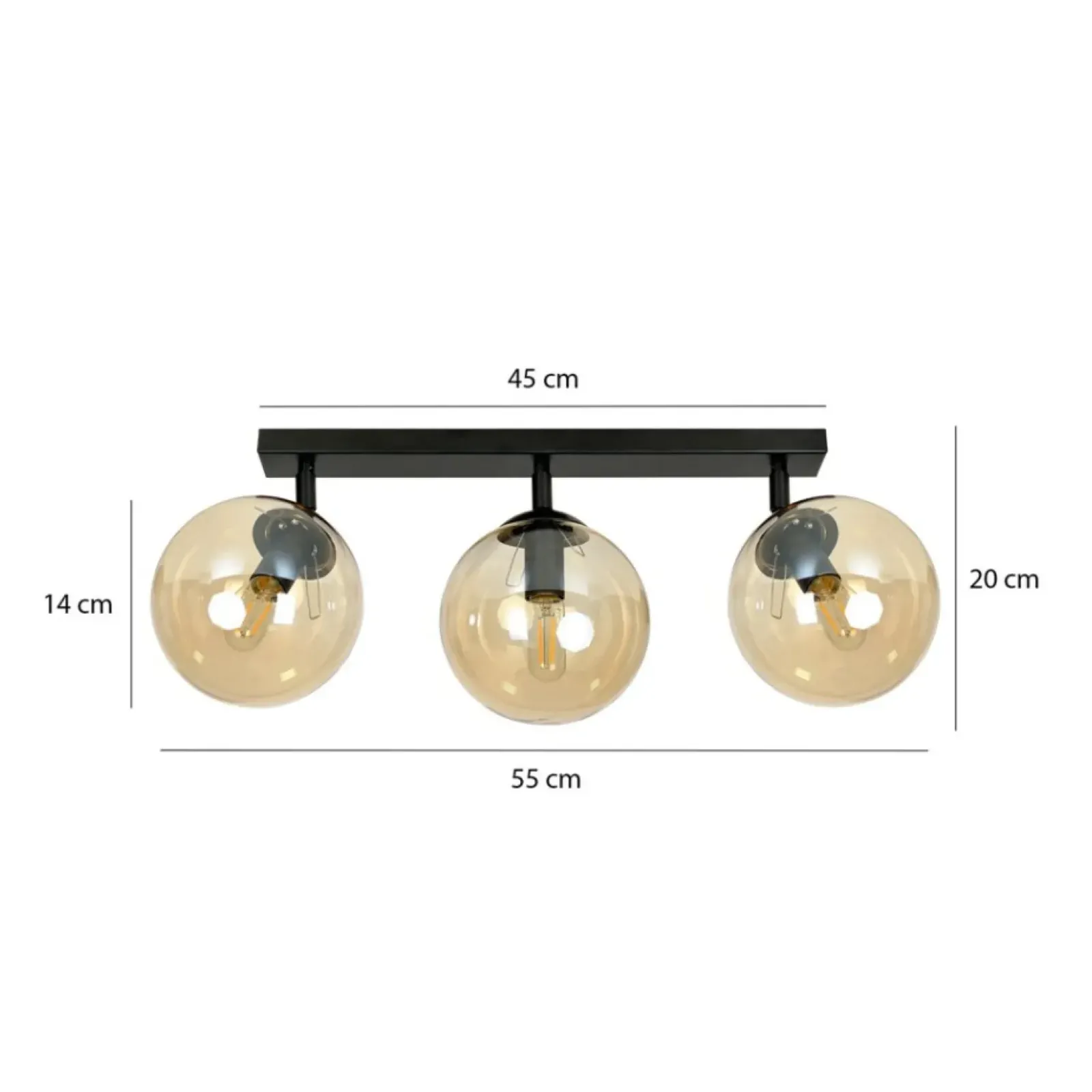 Sklep Kaja Listwa sufitowa z 3 kloszami w kolorze miodu 778/3 | Kaja Oświetlenie Shop