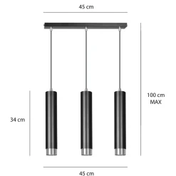 Sklep Kaja Listwa z 3 lampami wiszącymi nad stół w jadalni 643/3 | Kaja Flash Sale