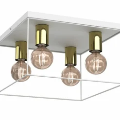 Sklep Kaja Loftowa, biało-złota lampa sufitowa kwadrat LX 4360 HOMEN | Kaja Discount